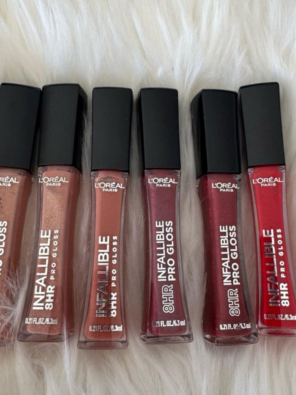 L'Oreal Infallible 8HR Pro Gloss Lip Gloss Lot of 6 - New, Full Size